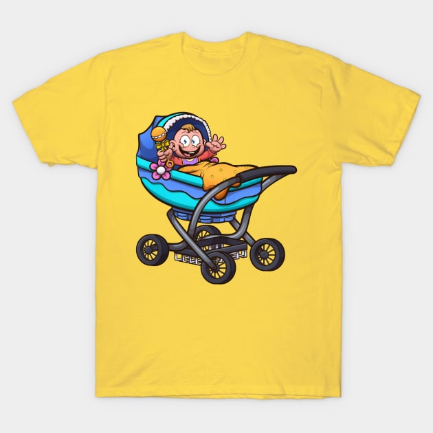 Cartoon Baby In Carriage T-Shirt by TheMaskedTooner